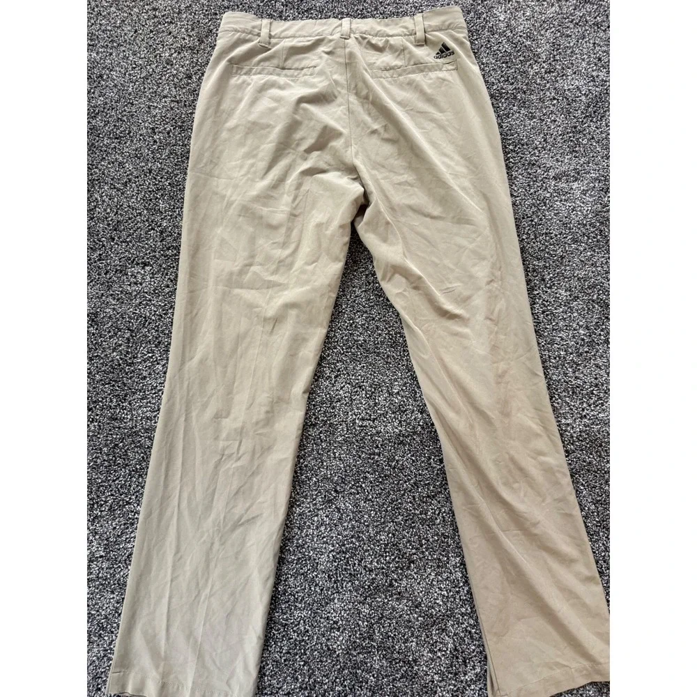 Adidas Golf Pants Mens 32x32 Khaki Tan Flat Front Performance Stretch Trousers
